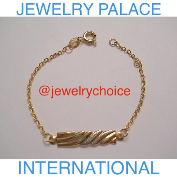 🆕14K Gold Filled Children Curb Link Designed ID Style 2 Tone Bracelet. - Picture 5 of 11